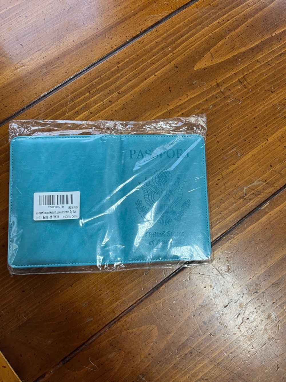 NEW Turquoise Faux Leather US Passport Holder RFID Blocking Travel Wallet
